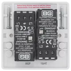 British General 800 Series 2-Gang 2-Way LED Dimmer Switch White -British General Switches & Sockets Store 607HV A3