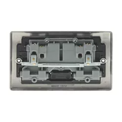 British General Nexus Metal 13A 2-Gang DP Switched Plug Socket Black Nickel with Black Inserts -British General Switches & Sockets Store 61020 A3