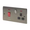 British General Nexus Metal 45A 2-Gang DP Cooker Switch & 13A DP Switched Socket Black Nickel with LED with Black Inserts