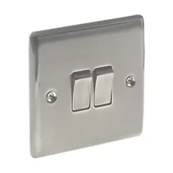 British General Nexus Metal 10AX 2-Gang 2-Way Light Switch Brushed Iridium -British General Switches & Sockets Store 61231 A2