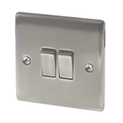 British General Nexus Metal 10AX 2-Gang 2-Way Light Switch Brushed Iridium