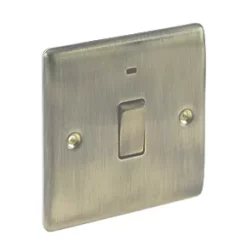 British General Nexus Metal 20A 1-Gang DP Control Switch Antique Brass with LED -British General Switches & Sockets Store 61636 A2