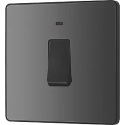 British General Evolve 20A 1-Gang DP Control Switch Black with LED with Black Inserts -British General Switches & Sockets Store 618PY A3