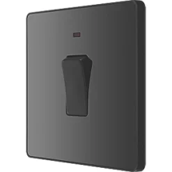 British General Evolve 20A 1-Gang DP Control Switch Black with LED with Black Inserts