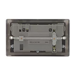 British General Nexus Metal 13A 2-Gang SP Switched Socket + 3.1A 2-Outlet Type A USB Charger Brushed Iridium with Black Inserts -British General Switches & Sockets Store 6271P A3