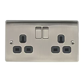British General Nexus Metal 13A 2-Gang DP Switched Plug Socket Brushed Iridium with Black Inserts 2 British General Nexus Metal 13A 2-Gang DP Switched Plug Socket Brushed Iridium with Black Inserts - Image 2
