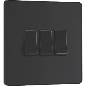 British General Evolve 20 A 16AX 3-Gang 2-Way Light Switch Matt Black with Black Inserts 2 British General Evolve 20 A 16AX 3-Gang 2-Way Light Switch Matt Black with Black Inserts - Image 2