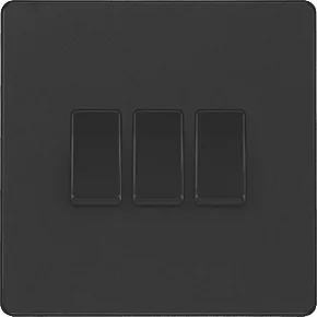 British General Evolve 20 A 16AX 3-Gang 2-Way Light Switch Matt Black with Black Inserts 3 British General Evolve 20 A 16AX 3-Gang 2-Way Light Switch Matt Black with Black Inserts - Image 3