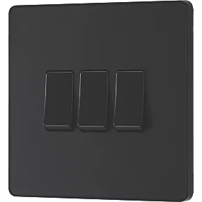 British General Evolve 20 A 16AX 3-Gang 2-Way Light Switch Matt Black with Black Inserts 4 British General Evolve 20 A 16AX 3-Gang 2-Way Light Switch Matt Black with Black Inserts - Image 4