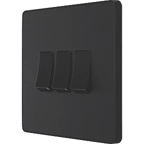 British General Evolve 20 A 16AX 3-Gang 2-Way Light Switch Matt Black with Black Inserts 1 British General Evolve 20 A 16AX 3-Gang 2-Way Light Switch Matt Black with Black Inserts