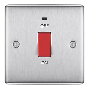 British General Nexus Metal 45A 1-Gang DP Cooker Switch Brushed Steel with LED 2 British General Nexus Metal 45A 1-Gang DP Cooker Switch Brushed Steel with LED - Image 2