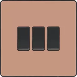 British General Evolve 20 A 16AX 3-Gang 2-Way Light Switch Copper with Black Inserts -British General Switches & Sockets Store 642PY A2