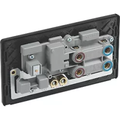 British General Evolve 45A 2-Gang 2-Pole Cooker Switch & 13A DP Switched Socket Matt Black with LED with Black Inserts -British General Switches & Sockets Store 644PX A4