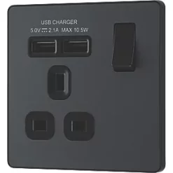 British General Evolve 13A 1-Gang SP Switched Socket + 2.1A 2-Outlet Type A USB Charger Grey with Black Inserts 9 British General Evolve 13A 1-Gang SP Switched Socket + 2.1A 2-Outlet Type A USB Charger Grey with Black Inserts -British General Switches & Sockets Store 648RF A3