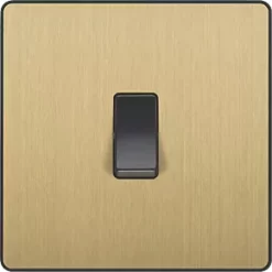 British General Evolve 20 A 16AX 1-Gang 2-Way Light Switch Satin Brass with Black Inserts -British General Switches & Sockets Store 652PY A2