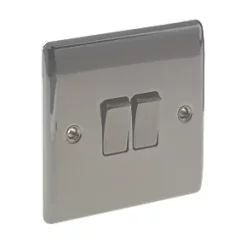 British General Nexus Metal 10AX 2-Gang 2-Way Light Switch Black Nickel -British General Switches & Sockets Store 66086 A2
