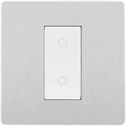 British General Evolve 1-Gang 2-Way LED Single Secondary Trailing Edge Touch Dimmer Switch Brushed Steel with White Inserts -British General Switches & Sockets Store 660PY A2