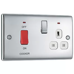 British General Nexus Metal 45A 2-Gang DP Cooker Switch & 13A DP Switched Socket Polished Chrome with LED with White Inserts 3 British General Nexus Metal 45A 2-Gang DP Cooker Switch & 13A DP Switched Socket Polished Chrome with LED with White Inserts - Image 3