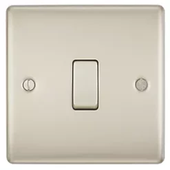British General Nexus Metal 20A 1-Gang 2-Way Light Switch Pearl Nickel with Colour-Matched Inserts -British General Switches & Sockets Store 67396 A2