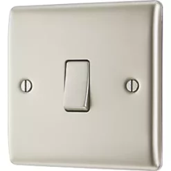 British General Nexus Metal 20A 1-Gang 2-Way Light Switch Pearl Nickel with Colour-Matched Inserts -British General Switches & Sockets Store 67396 A3
