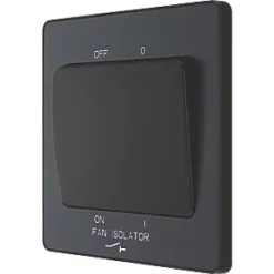 British General Evolve 10A 1-Gang 3-Pole Fan Isolator Switch Grey with Black Inserts