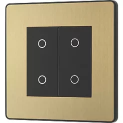 British General Evolve 2-Gang 2-Way LED Double Master Touch Trailing Edge Dimmer Switch Satin Brass with Black Inserts 9 British General Evolve 2-Gang 2-Way LED Double Master Touch Trailing Edge Dimmer Switch Satin Brass with Black Inserts -British General Switches & Sockets Store 678PY A3