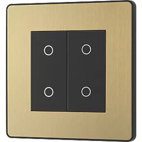 British General Evolve 2-Gang 2-Way LED Double Master Touch Trailing Edge Dimmer Switch Satin Brass with Black Inserts 4 British General Evolve 2-Gang 2-Way LED Double Master Touch Trailing Edge Dimmer Switch Satin Brass with Black Inserts - Image 4