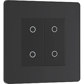 British General Evolve 2-Gang 2-Way LED Double Secondary Touch Trailing Edge Dimmer Switch Matt Black with Black Inserts 2 British General Evolve 2-Gang 2-Way LED Double Secondary Touch Trailing Edge Dimmer Switch Matt Black with Black Inserts - Image 2