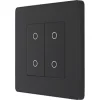 British General Evolve 2-Gang 2-Way LED Double Secondary Touch Trailing Edge Dimmer Switch Matt Black with Black Inserts