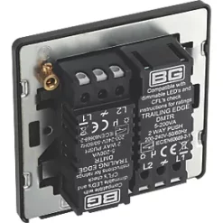 British General Evolve 2-Gang 2-Way LED Trailing Edge Double Push Dimmer with Rotary Control Copper with Black Inserts -British General Switches & Sockets Store 710PY A4