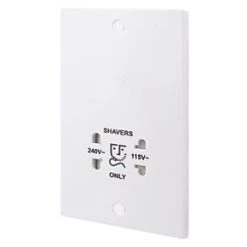 British General 900 Series 2-Gang Dual Voltage Shaver Socket 115 / 230V White