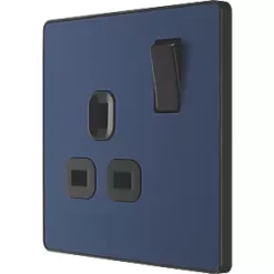 British General Evolve 13A 1-Gang SP Switched Socket Blue with Black Inserts