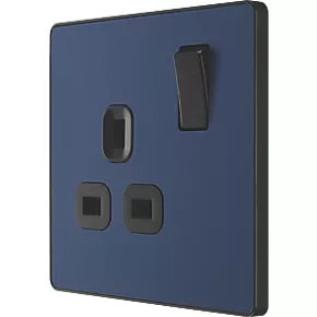 British General Evolve 13A 1-Gang SP Switched Socket Blue with Black Inserts 1 British General Evolve 13A 1-Gang SP Switched Socket Blue with Black Inserts