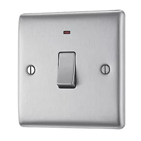 British General Nexus Metal 20A 1-Gang DP Control Switch Brushed Steel with LED 1 British General Nexus Metal 20A 1-Gang DP Control Switch Brushed Steel with LED