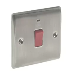 British General Nexus Metal 45A 1-Gang DP Cooker Switch Brushed Iridium with LED -British General Switches & Sockets Store 73881 A2