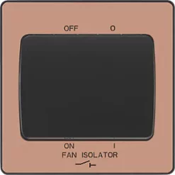 British General Evolve 10A 1-Gang 3-Pole Fan Isolator Switch Copper with Black Inserts -British General Switches & Sockets Store 743PX A2