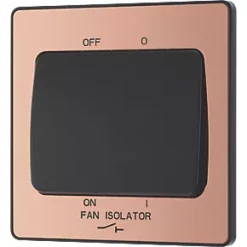 British General Evolve 10A 1-Gang 3-Pole Fan Isolator Switch Copper with Black Inserts -British General Switches & Sockets Store 743PX A3
