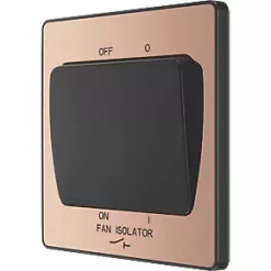 British General Evolve 10A 1-Gang 3-Pole Fan Isolator Switch Copper with Black Inserts