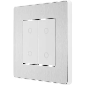 British General Evolve 2-Gang 2-Way LED Double Master Touch Trailing Edge Dimmer Switch Brushed Steel with White Inserts 1 British General Evolve 2-Gang 2-Way LED Double Master Touch Trailing Edge Dimmer Switch Brushed Steel with White Inserts