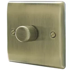 British General Nexus Metal 1-Gang 2-Way LED Dimmer Switch Antique Brass