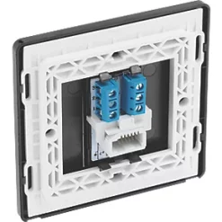 British General Evolve Slave Telephone Socket Matt Black with Black Inserts -British General Switches & Sockets Store 759RF A4