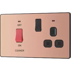 British General Evolve 45A 2-Gang 2-Pole Cooker Switch & 13A DP Switched Socket Copper with LED with Black Inserts -British General Switches & Sockets Store 760PX A3