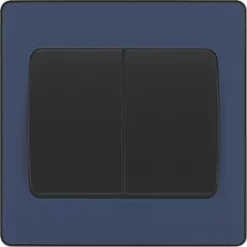 British General Evolve 20 A 16AX 2-Gang 2-Way Wide Rocker Light Switch Blue with Black Inserts -British General Switches & Sockets Store 761PY A2