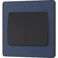 British General Evolve 20 A 16AX 2-Gang 2-Way Wide Rocker Light Switch Blue with Black Inserts -British General Switches & Sockets Store 761PY A3