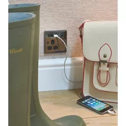 British General Nexus Metal 13A 1-Gang SP Switched Socket + 2.1A 2-Outlet Type A USB Charger Black Nickel with Black Inserts -British General Switches & Sockets Store 7879F A2