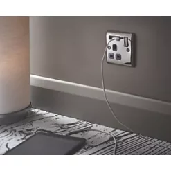 British General Nexus Metal 13A 1-Gang SP Switched Socket + 2.1A 2-Outlet Type A USB Charger Black Nickel with Black Inserts -British General Switches & Sockets Store 7879F A3