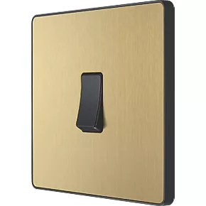 British General Evolve 20A 16AX 1-Gang Intermediate Light Switch Satin Brass with Black Inserts 1 British General Evolve 20A 16AX 1-Gang Intermediate Light Switch Satin Brass with Black Inserts