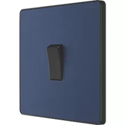British General Evolve 20A 16AX 1-Gang Intermediate Light Switch Blue with Black Inserts