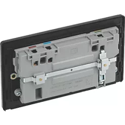 British General Evolve 13A 2-Gang SP Switched Socket + 3A 2-Outlet Type A & C USB Charger Black with Black Inserts -British General Switches & Sockets Store 810RF A4