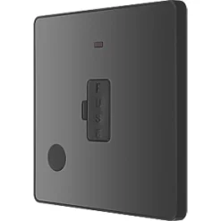British General Evolve 13A Unswitched Fused Spur with LED Black with Black Inserts